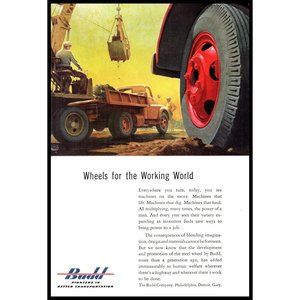 1953 Budd Transportation Company Vintage Print Ad Dump Truck Construction Art
